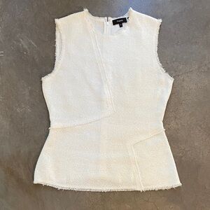 Theory Off-White Textured Sleeveless Top